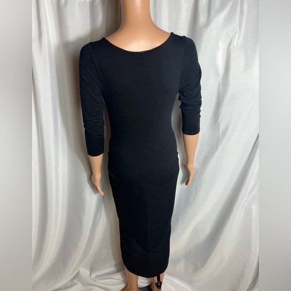 The Vanity Room Women's Size Small Black Asymmetrical Hem Dress 3/4 Sleeve - Picture 3 of 8